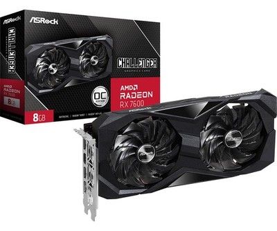 ASRock Radeon RX 7600 Challenger 8GB OC, RDNA 3, 2695MHz Boost, Black