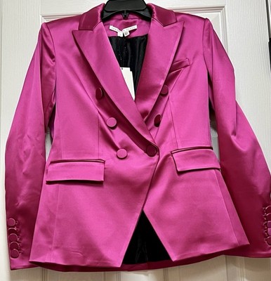 NWT! Rare! Veronica Beard Miller Dickey Satin Jacket Hot Pink US 12. MSRP $675