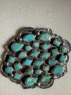 Stunning Vintage Oscar Betz Potosi Sterling And Turqouise Brooch