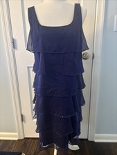 Patra Indigo Blue Beaded Evening/Party Dress Size 14