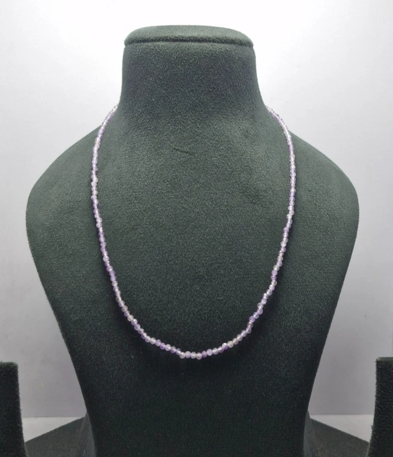 Colar de contas facetadas de cura de ametista natural joias feitas à mão - Imagem 2 de 4