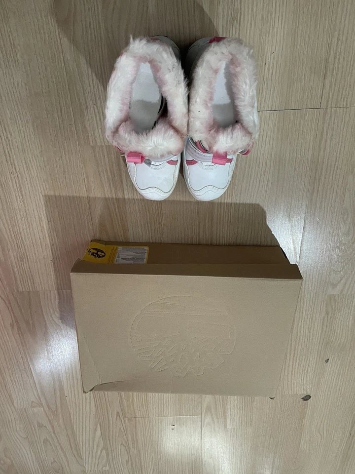 Timberland 33709 Botas Snow Stomper Blanco y Rosa Talla 2 Juvenil Piel Termolite NUEVO Foto 3 de 4