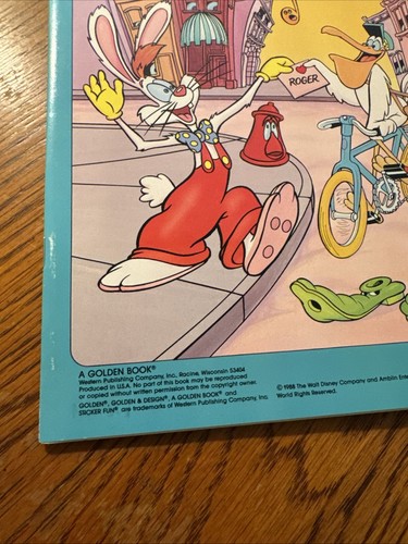 VTG Disney Who Framed Roger Rabbit Sticker Fun Activity Coloring Book New 1988 - Picture 5 of 10