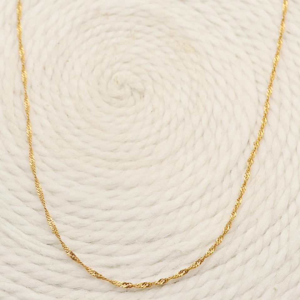 Collar de cadena de oro de 22k cadena trenzada cubana unisex joyería fina Foto 4 de 4