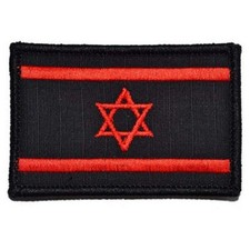 Reflective IR Israeli Israel Flag Star David Tactical Hook Loop Patch Red Black
