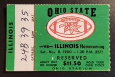 Ohio State Buckeyes Illinois Football Ticket Stub 11/8 1980 Nick Saban DB Coach