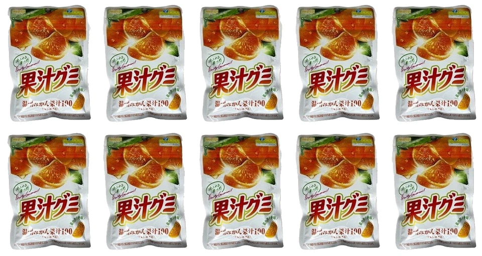 Japón Gummies Meiji Kajuu Gummy Unshu Mikan 54g × 10 bolsas Foto 2 de 4