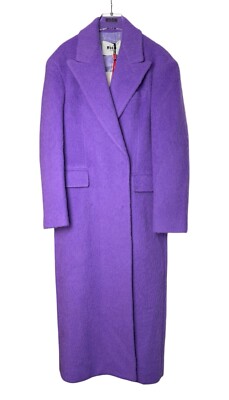 BNWT Women s MSGM Double Breasted Purple Overcoat IT36 UK4 Wool Alpaca RRP £895