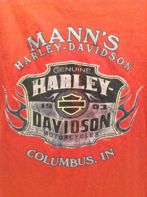 Harley Davidson Manns Columbus Indiana Men's Burgundy T Shirt Sz LARGE