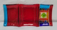 Colorful 3 Section Serving Tray Small Portions - Candy Nuts Sushi Relish Jewelry