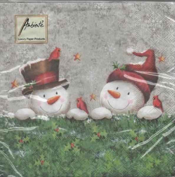 20St. Servietten Ambiente 33X33Cm SchneemäNner Vintage/Retro Landhaus Tischdeko-image
