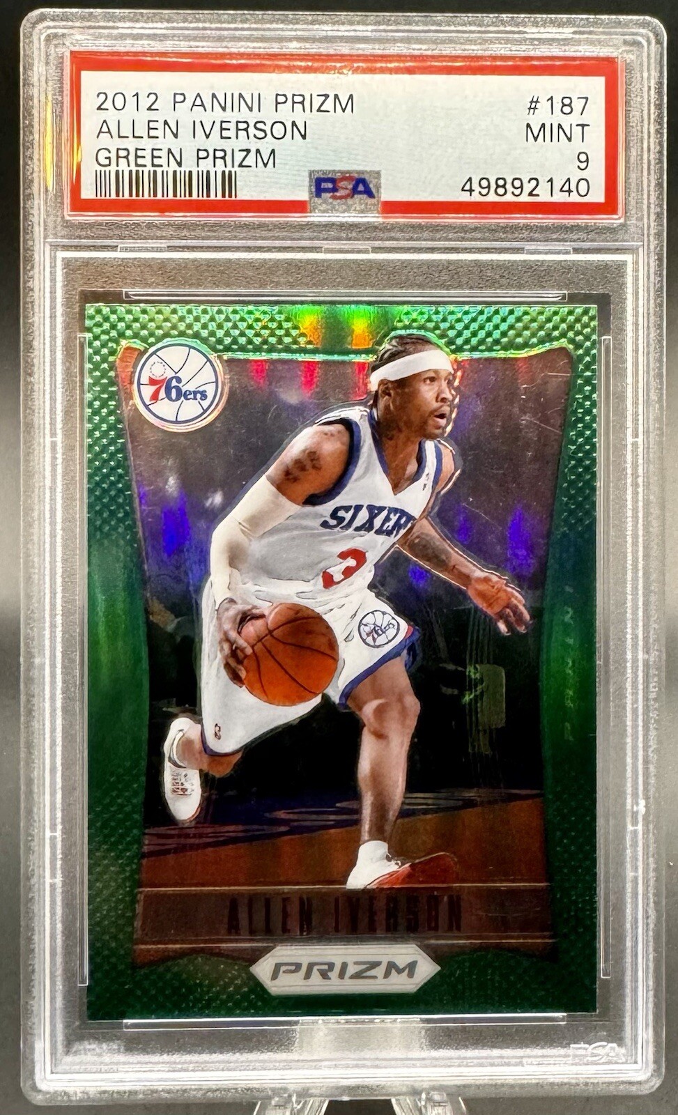 2012 Panini Green Prizm #187 Allen Iverson 76ers HOF PSA 9 MINT POP 8 🔥📈