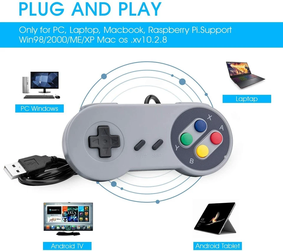 LOTE 2 GAMEPAD MANDO JUEGOS WINDOWS MAC RASPBERRY CABLE USB ENVIO HOY - Imagen 2 de 4
