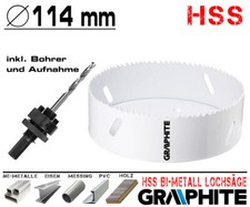 HSS Bi-Metall Lochsäge Metall Bohrkrone Ø 114 mm Dosen Bohrer Loch Fräser PROFI