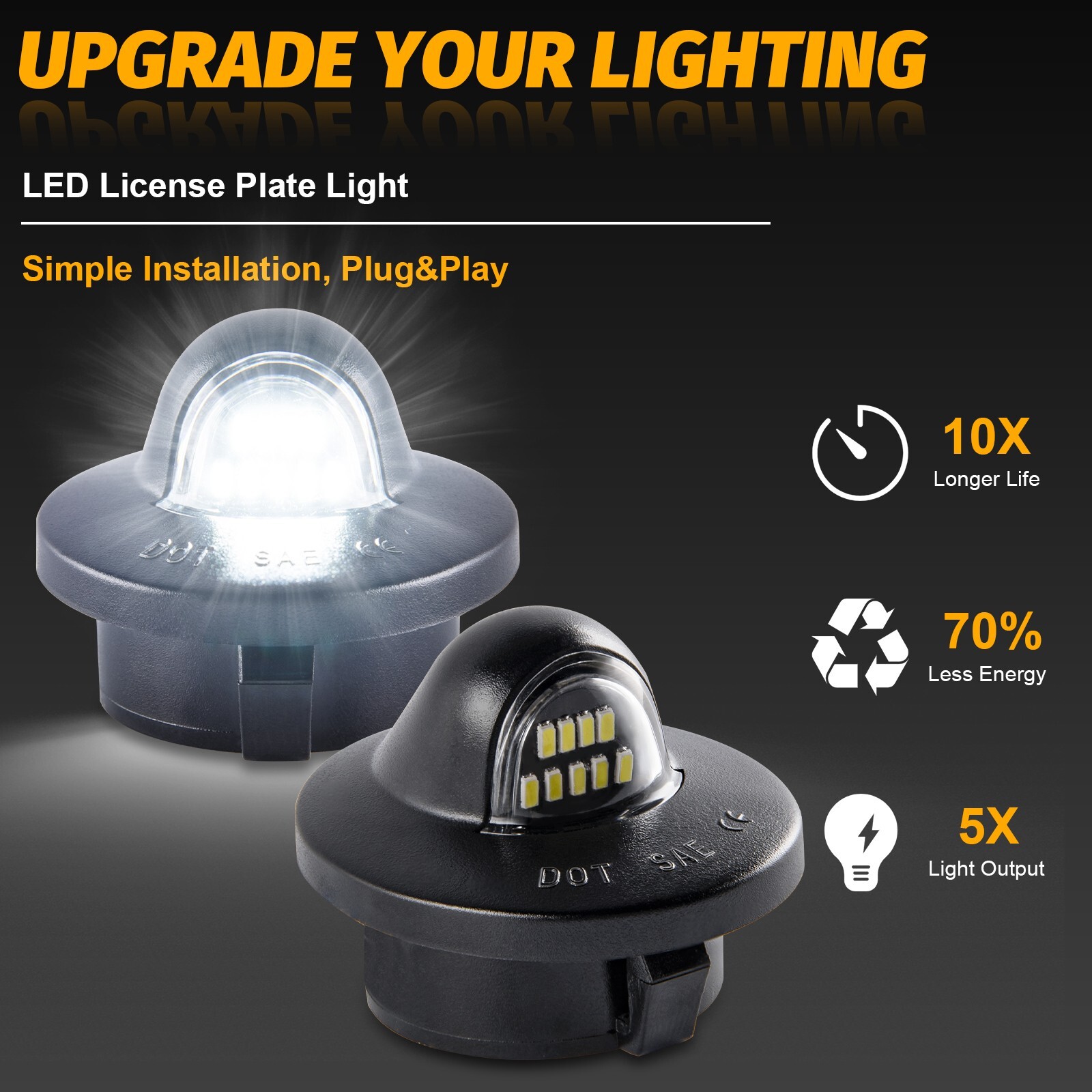 2x LED License Plate Light Assembly Replacement For Ford F150 F250 F350