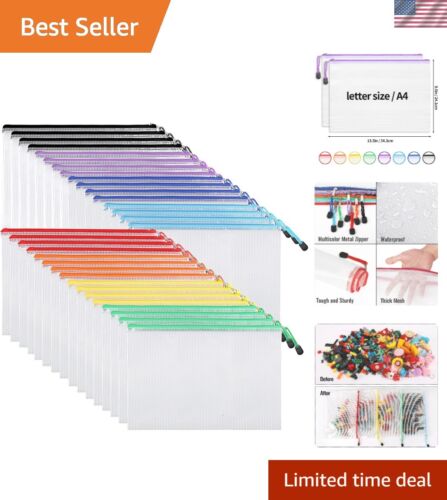 Versatile 32pcs Mesh Zipper Bags - Organize Documents, Crafts, and Travel Items