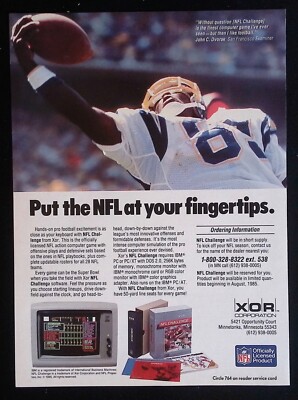 1985 XOR NFL Challenge PC Football Game Ad 