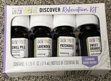 Aura Cacia Discover Relaxation Essential Oil Kit 4 Bottles .25 fl oz each