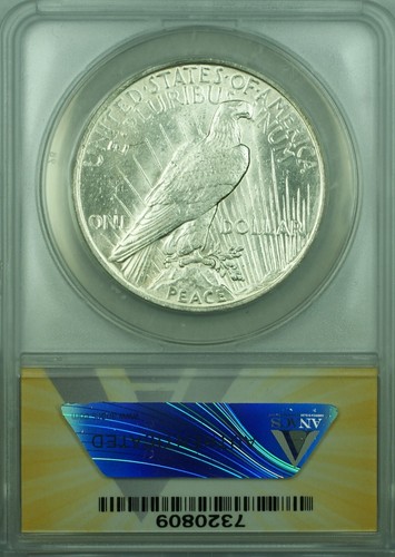 1923 Peace Silver Dollar S$1 ANACS AU-55 (45A) - 第 2/2 張圖片
