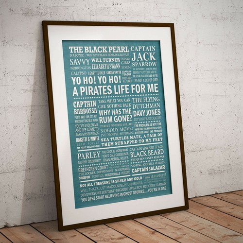 THE PIRATES OF THE CARIBBEAN Typography Print (available in 8 colours) - Picture 3 of 34