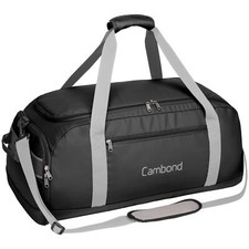 60L Travel Duffle Bag Compact Foldable Luggage with Shoe Compartment Black