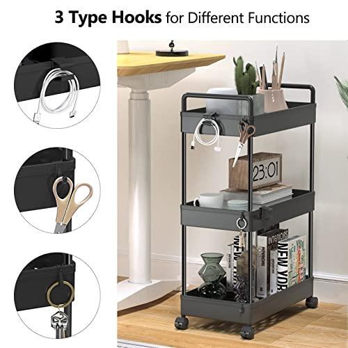 SOLEJAZZ Rolling Storage Cart, 3 Tier Utility Cart Mobile Slide Out Organizer, - Picture 4 of 7