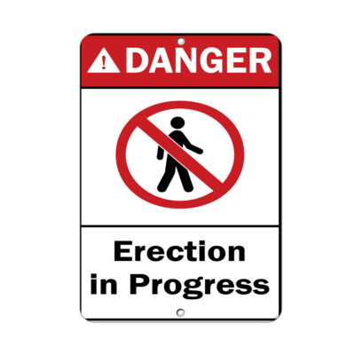 Aluminum Vertical Metal Sign Multiple Sizes Danger Erection in Progress Hazard