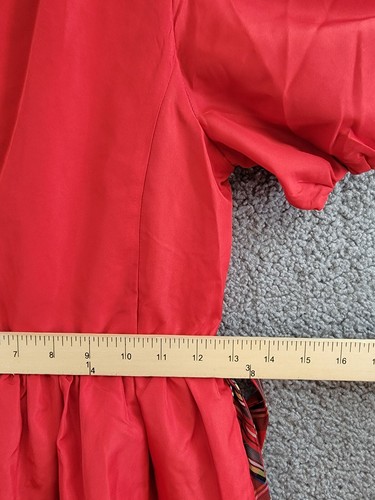 Polo Ralph Lauren Balloon-Sleeve Dress Big Girls 10 Red Button Back Closure S/S - Picture 7 of 17