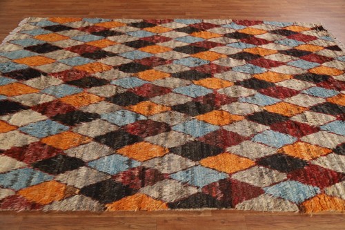 Diamond Design Moroccan Berber Area Rug 7'x10' Wool Hand-knotted Oriental Carpet - Picture 9 of 12