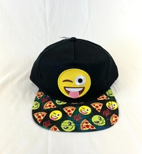Emoji Youth Baseball Cap Snapback Hat OSFM Black Emoji One Adjustable Flat Bill