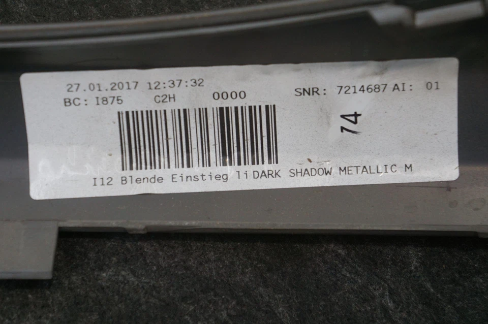 Panel de cubierta de umbral de puerta del conductor izquierdo OEM 7373007-03 BMW I8 2014-2017 19-20 Foto 2 de 4