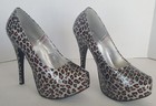 BORDELLO PLATFORM HEELS Sz 10 6" *HOT* TEEZER 37 Pearlescent Cheetah — photo 1
