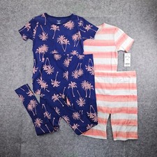 Carter's Size 6, 12 Girl Palm Tree 4pc Pajama Set Cotton Short Sleeve NWT