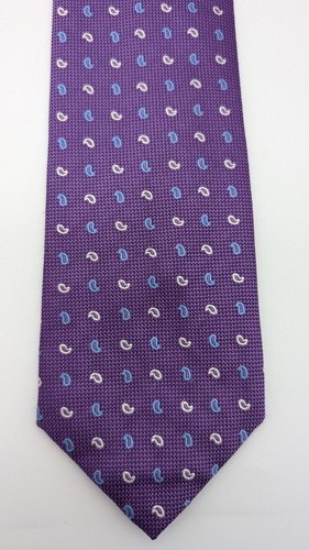 David Donahue Men's Purple Blue White 100% Silk Tie NEW - Picture 4 of 9