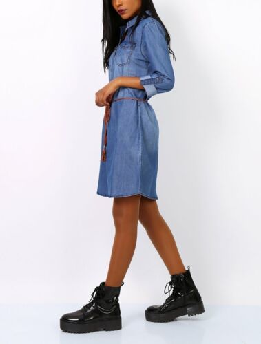 Robe style ventes exceptionnelles chemise en jean avec ceinture