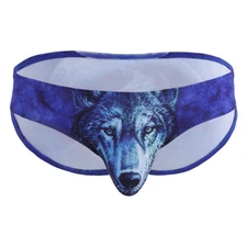 Novelty Men Briefs Wolf Leopard Print  Shorts Underwear Underpants Bulge Pouch