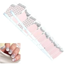 Jaysea Arts Nail Wraps Ballet Pink Lace French Tip Street Nail Art Strips - B4G1