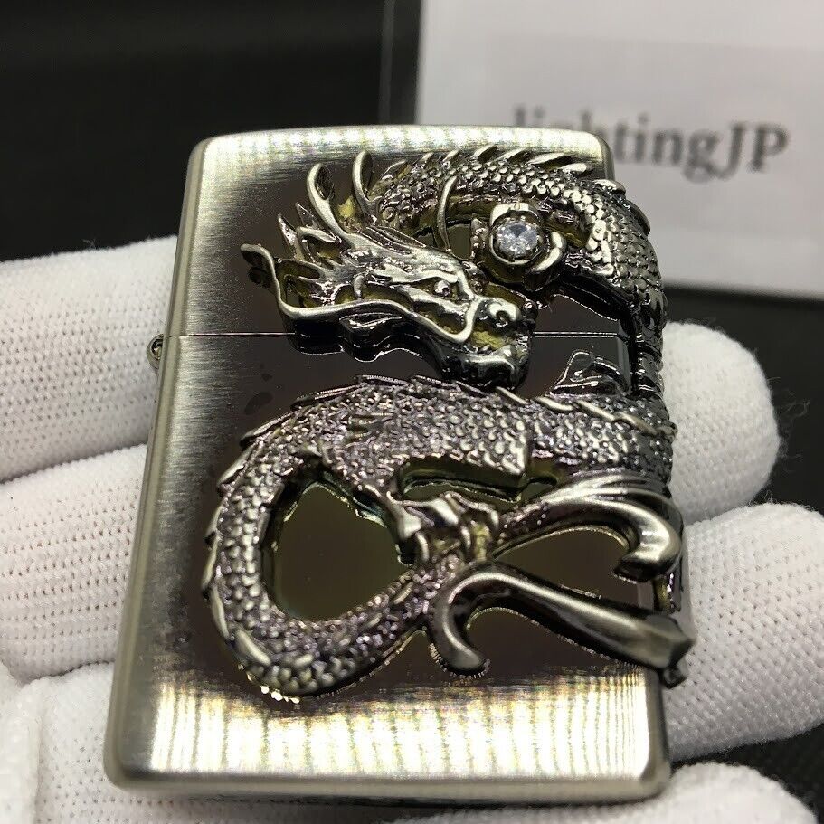 Zippo Dragon 3D Metal 2 Sides Processing Silver Nickel Zippo Dragon 3D Metal 2 Sides Processing Silver Nickel