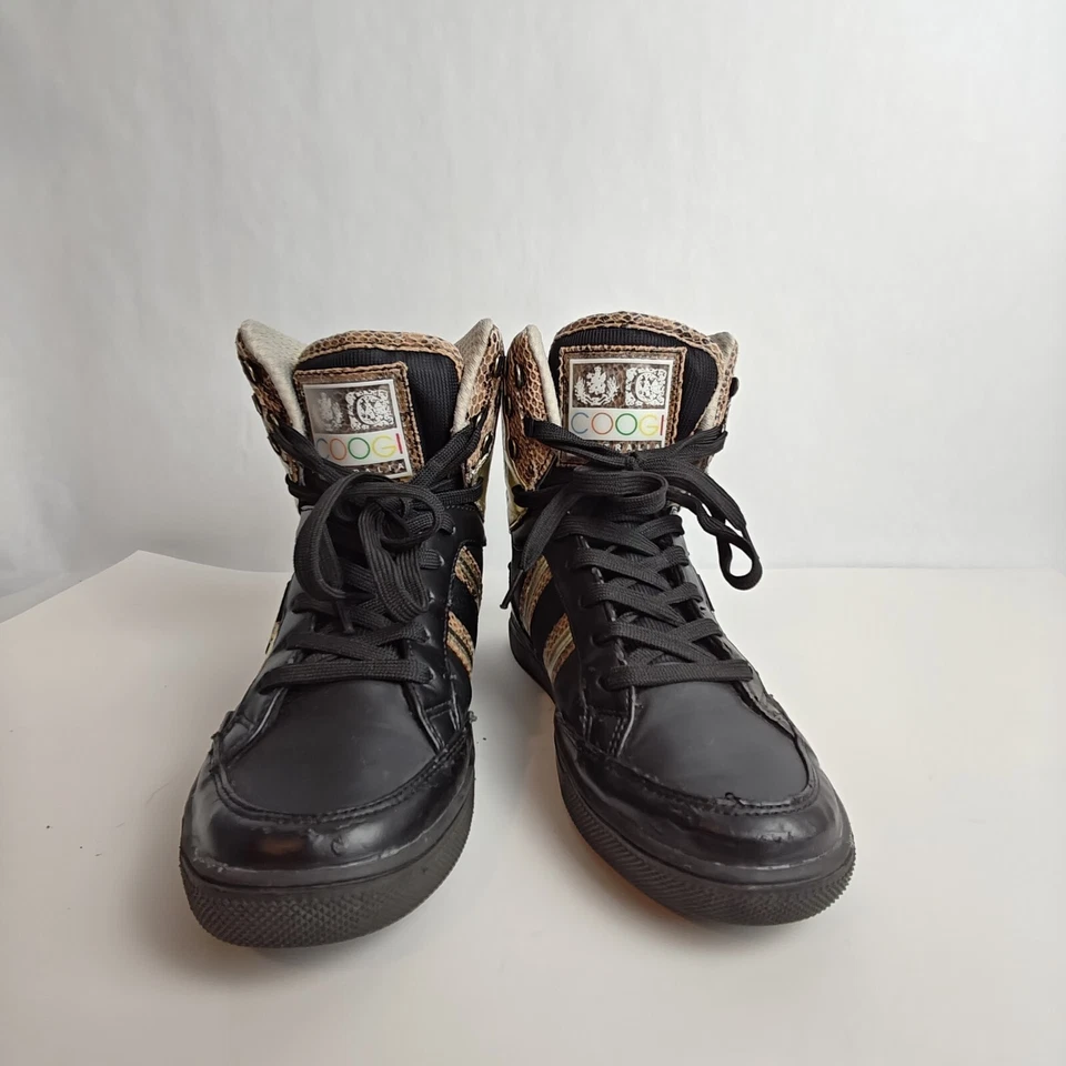 COOGI Australia Zapatillas Altas EE. UU. 7 Baloncesto Negro Dorado Cuero Zapatos Usados Foto 2 de 4
