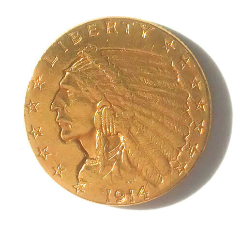 1914 D GOLD UNITED STATES $2.5 DOLLAR INDIAN HEAD QUARTER EAGLE