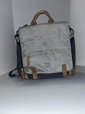 Eddie Bauer First Adventure Diaper Bag 2 Tone Grey Magnet Closure Leather Accent