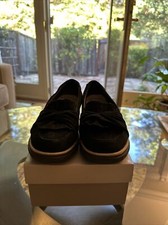 CLARKS WOMENS SHARON DASHER US 7.5 M BLACK NOIR SUEDE 55812 SLIP-ON LOAFER