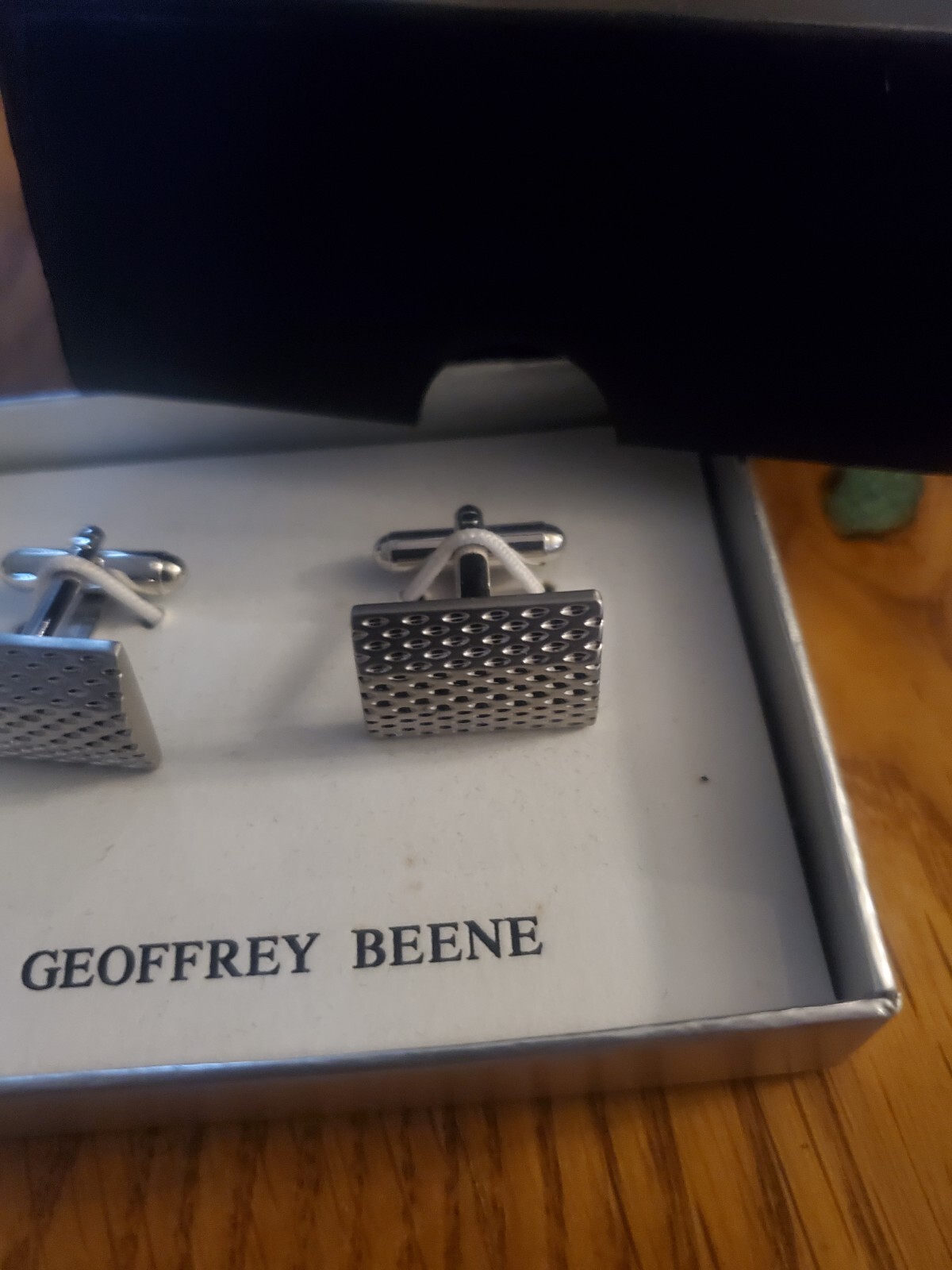 Geoffrey Beene Rectangular Silver-Tone Cufflinks,… - image 2