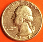 1949-D,  D over D Mint Mark WASHINGTON QUARTER VF #MC_119