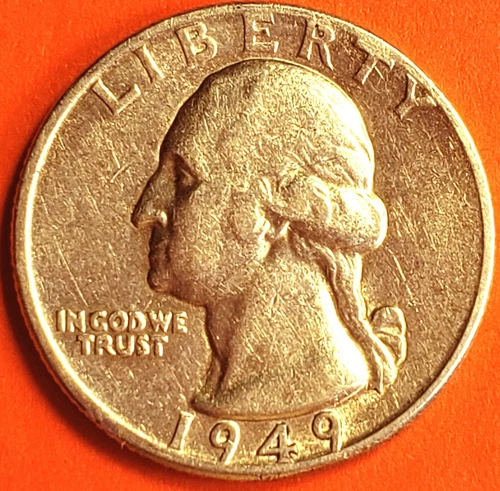 1949-D,  D over D Mint Mark WASHINGTON QUARTER VF #MC_119