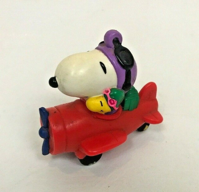 Vintage Snoopy Figure PVC Airplane Plane Peanuts Woodstock United