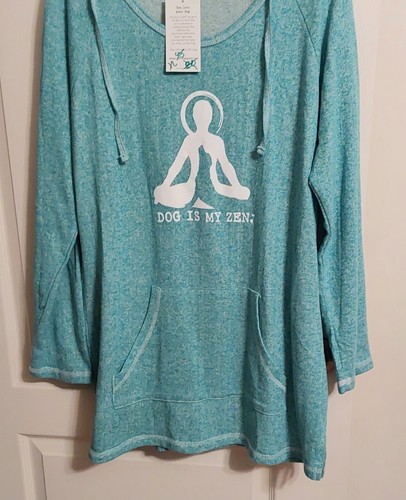 Dog Is Good Women's Teal Yoga Tunic Hoodie Dog Is My Zen XL - Picture 8 of 12