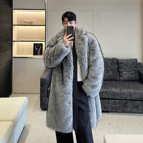 New Fur Winter Korean Fur Fox Fur Coat Mens Mid-length Jacket Outwear Warm M-4XL - Picture 5 of 11