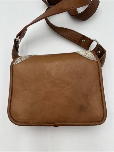 Vtg Handmade Mini Small Leather cow Hide Carriel Crossbody Bag Purse Satchel - Picture 5 of 21