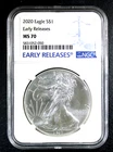 2020  American Silver Eagle - NGC MS-70- Early Releases